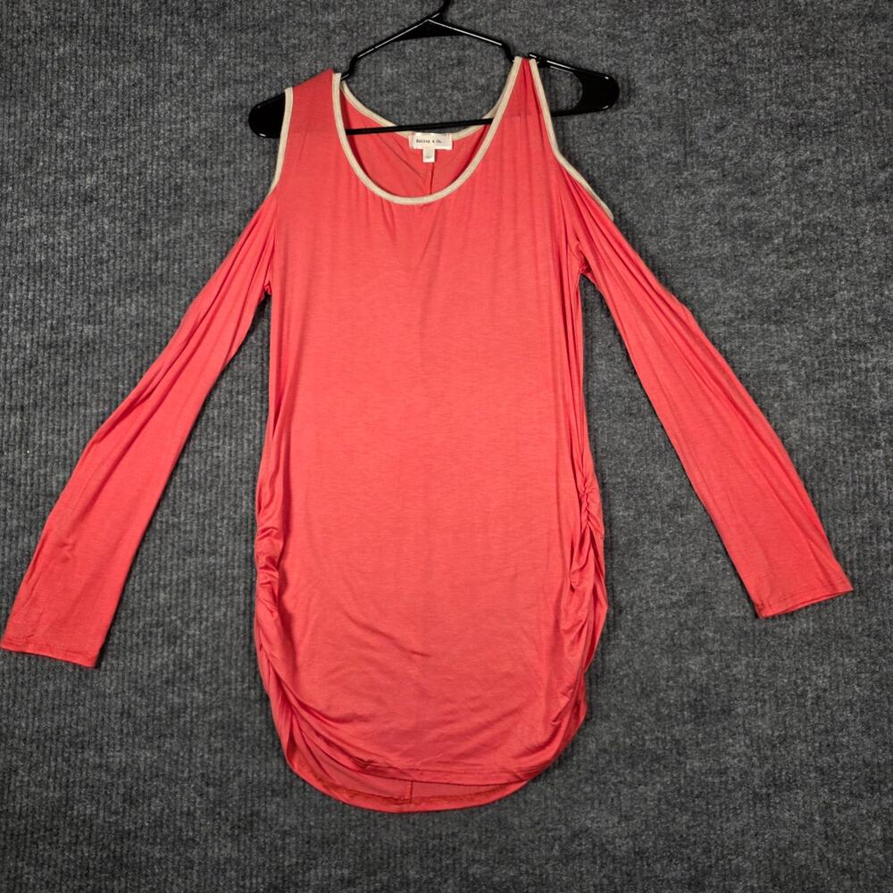Hailey & Co Coral Cold Shoulder Tunic Top Ruched Sides USA size L